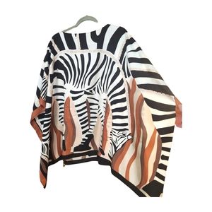 Chico's 100% silk Zebra Print poncho SZ L/XL